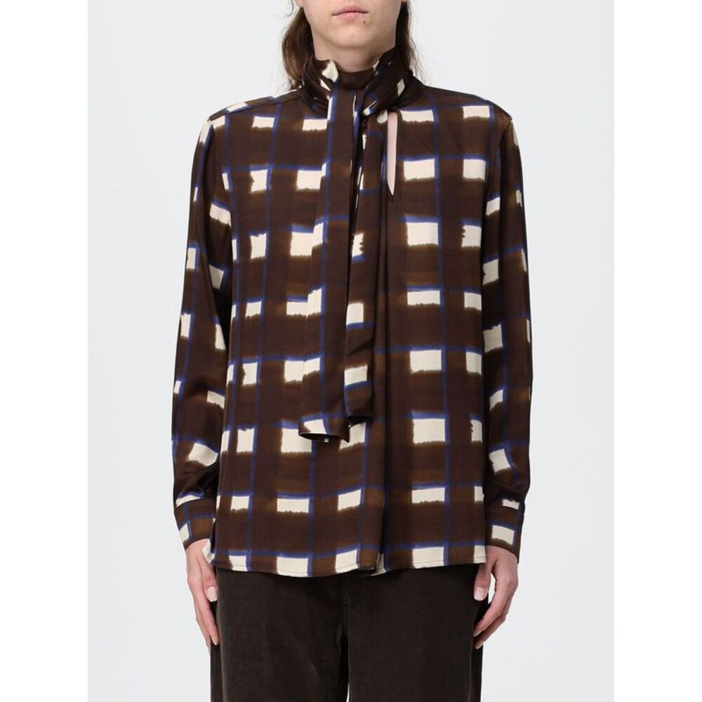 Incotex Women Incotex Relaxed Fit Check Viscose Blouse With Scarf Collar